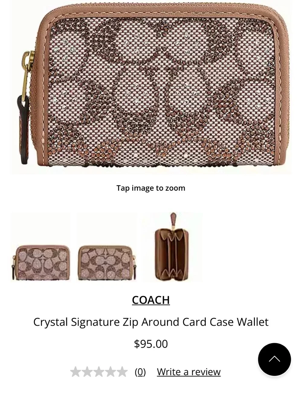 Coach Brown Signature Canvas Card Case Crystal with Tan Trim - Picture 2 of 2